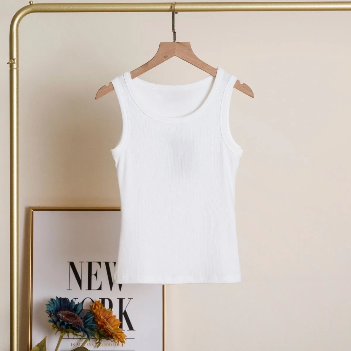 Tank Top Bergaris dengan Grafi - Tank Top Ribbed ulasan dan harga